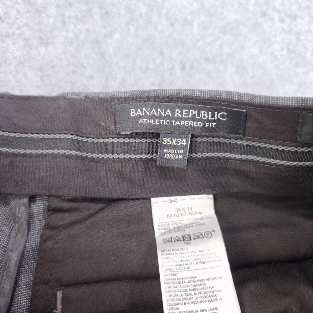 Banana Republic Dress Pants Mens 35x34 Athletic Tapered Fit Marzotto‎ Wool